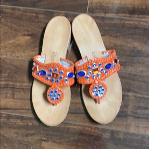 Orange and blue sandals